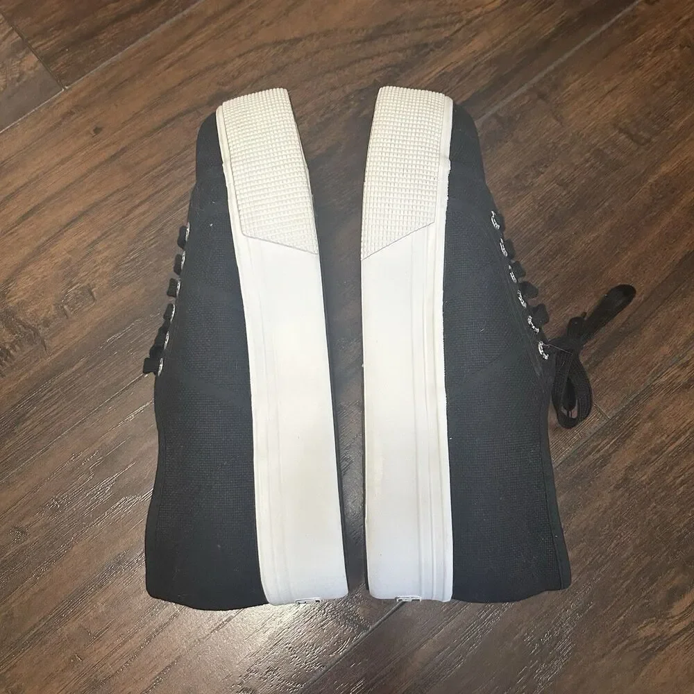 Superga 2790 Platform Sneakers Womens Size 7.5 Black Canvas Casual Shoes